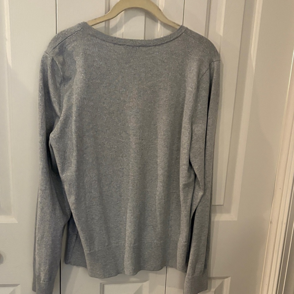 Talbots Light Silver Gray Button-Front Cardigan - image 2